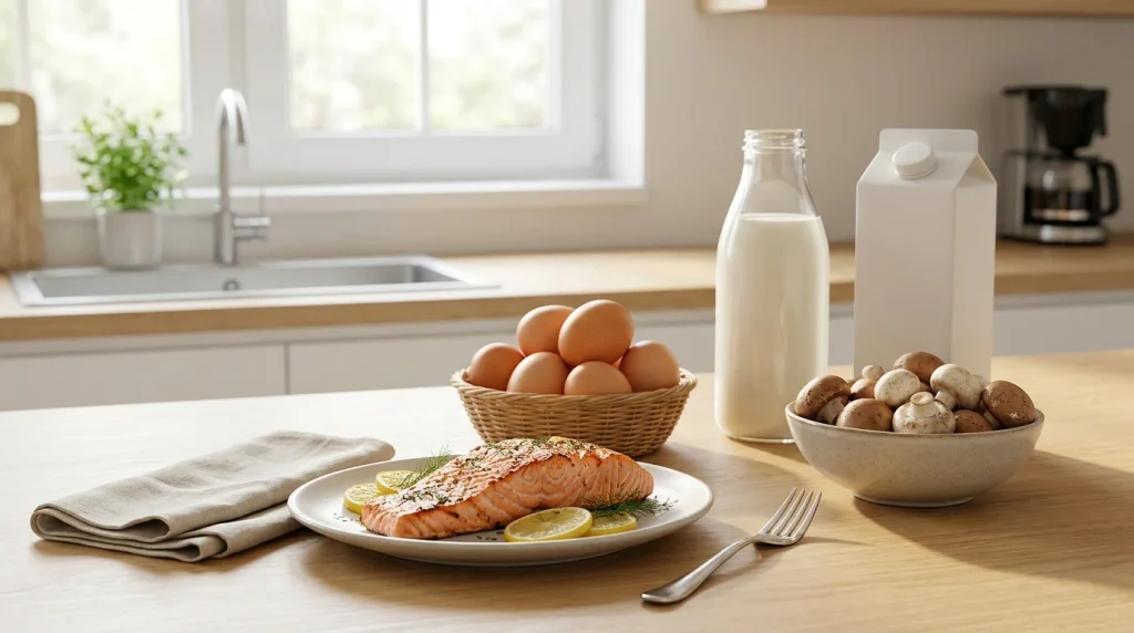 Salmon, eggs and fortified milk as dietary sources of vitamin D