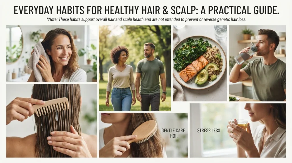 Healthy lifestyle and hair-care habits that support overall hair and scalp health
