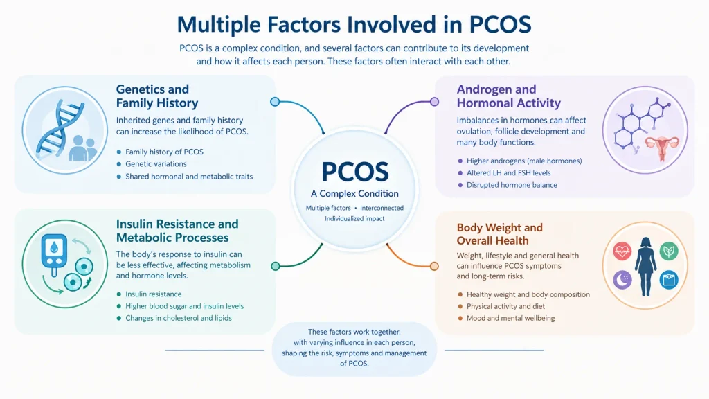 Genetic, hormonal, metabolic, and lifestyle factors associated with PCOS
