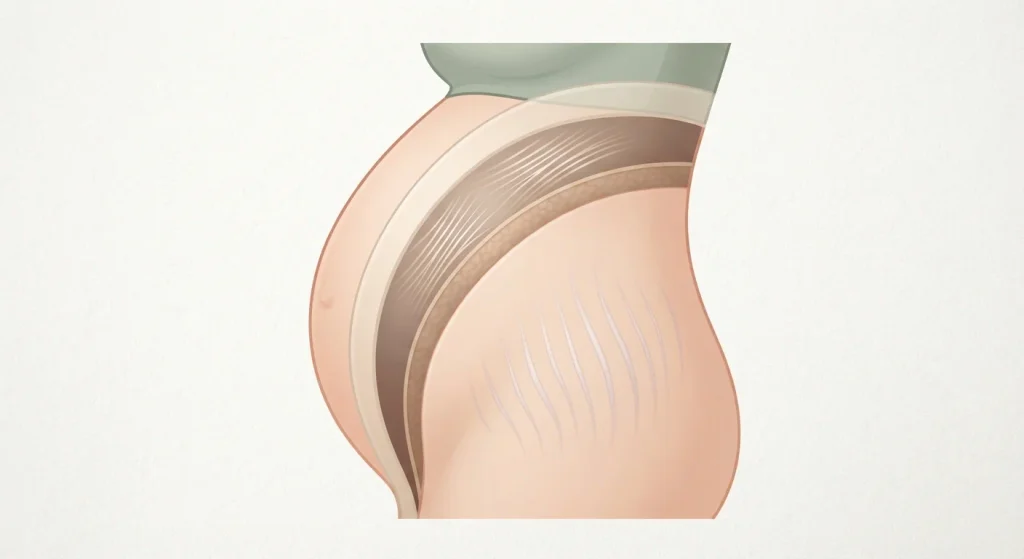 Illustration showing skin stretching during pregnancy and the development of stretch marks