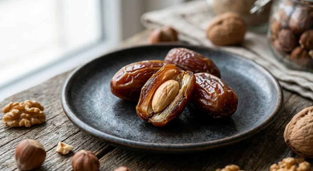 Medjool dates stuffed with almonds for natural sweetness and sugar craving control
