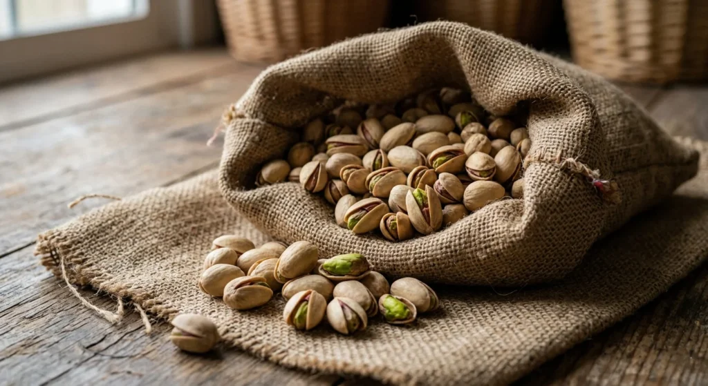 In-shell pistachios with some open showing green nuts for appetite control