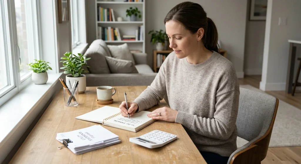 Person taking one small practical step to manage financial stress