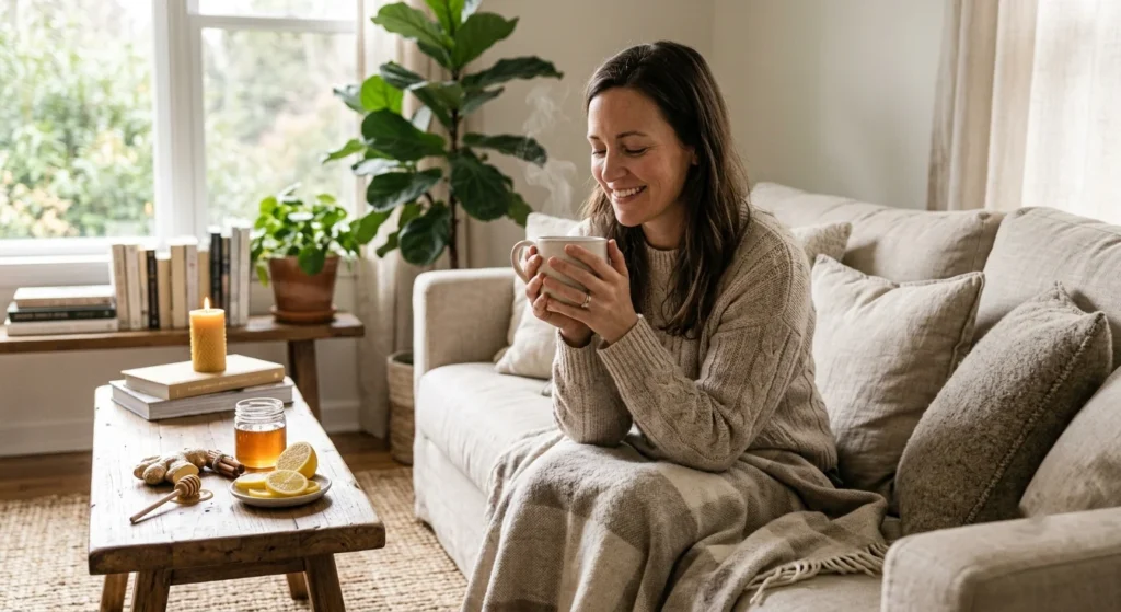 person-relaxing-with-ginger-tea