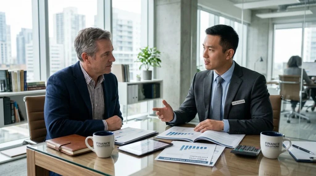 Financial advisor helping client with professional financial advice