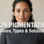Person with skin pigmentation with title text overlay