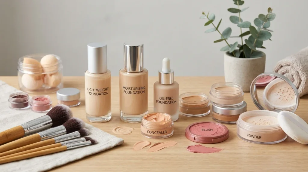 Different makeup products for various skin types