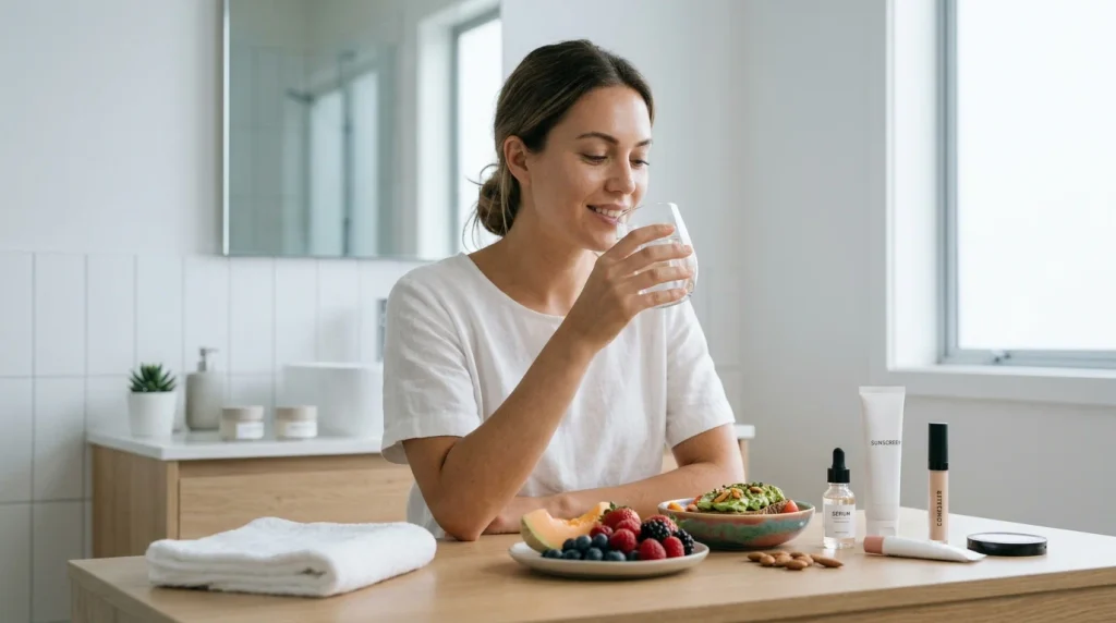 Healthy lifestyle and skincare routine for everyday skin care