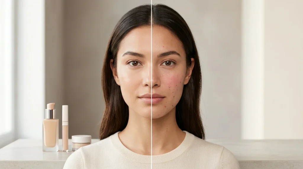 Different skin responses to wearing facial makeup